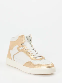 Sioux – High-Top Sneaker aus Metallicleder weiß