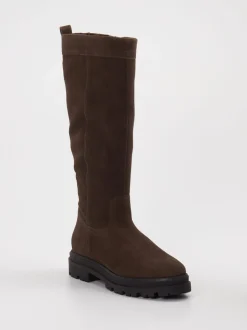 Sioux – Kniehohe Stiefel aus Veloursleder braun