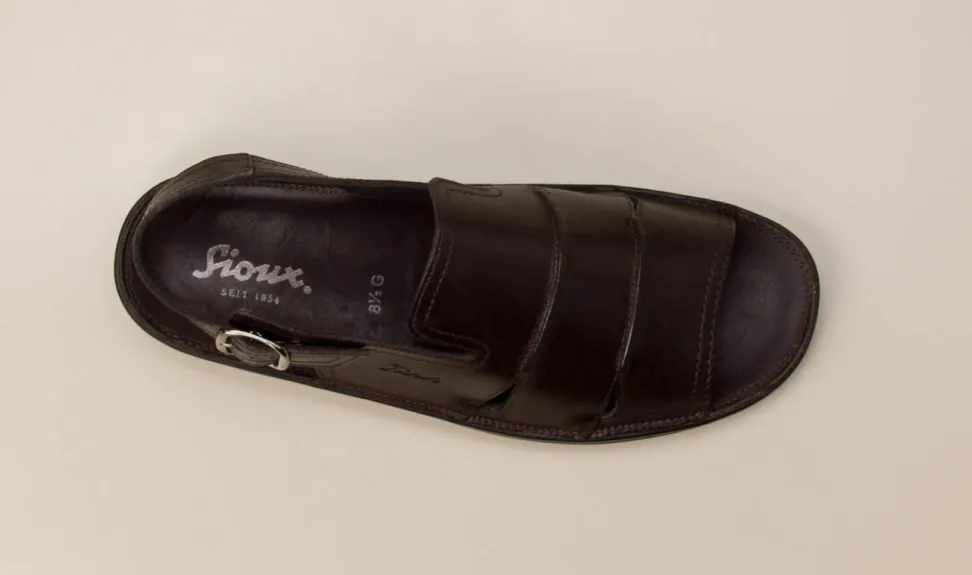 Sioux – Komfortsandalen aus Kalbleder Dunkelbraun