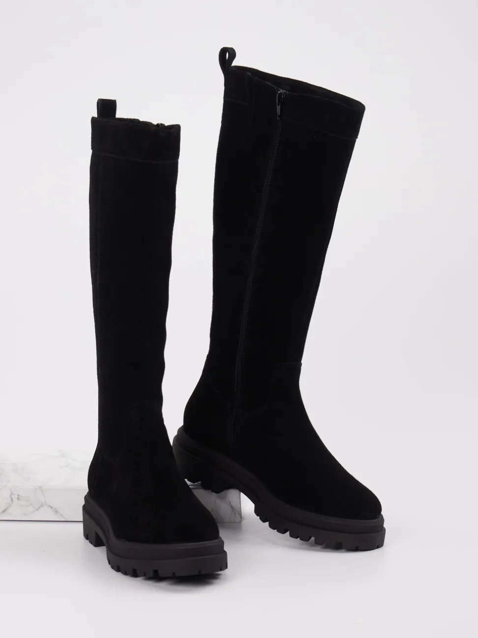 Sioux – Langschaftstiefel aus Veloursleder Schwarz