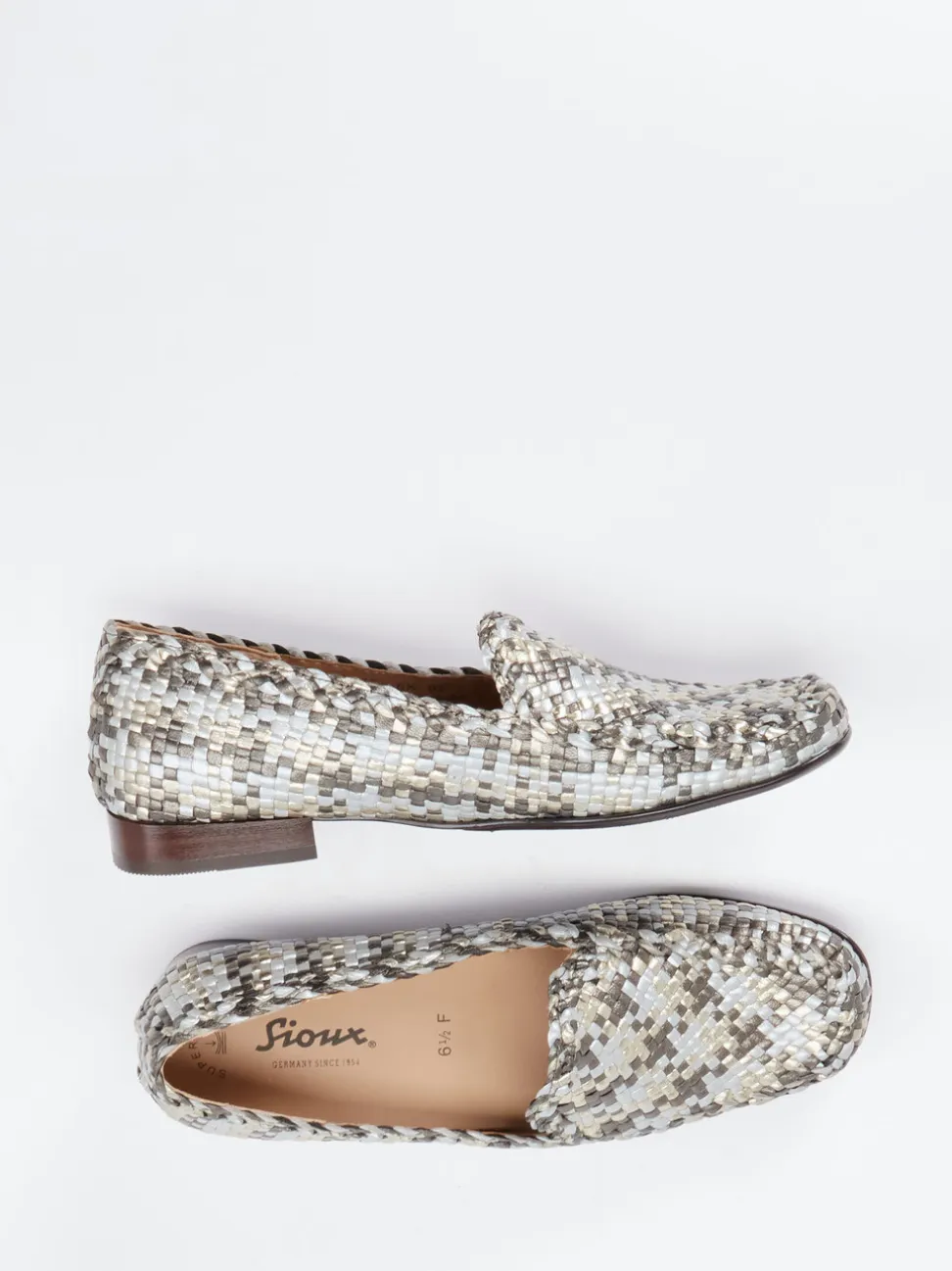 Sioux – Loafer aus Flechtleder mit Metallic-Finish