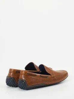 Sioux – Loafer aus geprägtem Leder cognacbraun