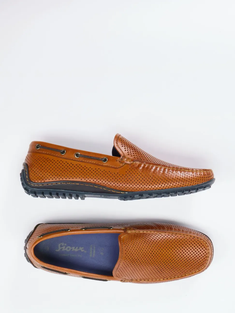Sioux – Loafer aus geprägtem Leder cognacbraun