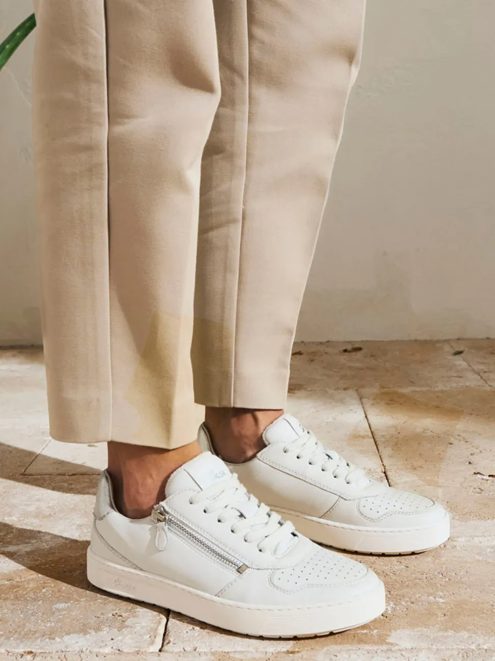 Sioux – Low-Top Sneaker aus Kalbleder Offwhite