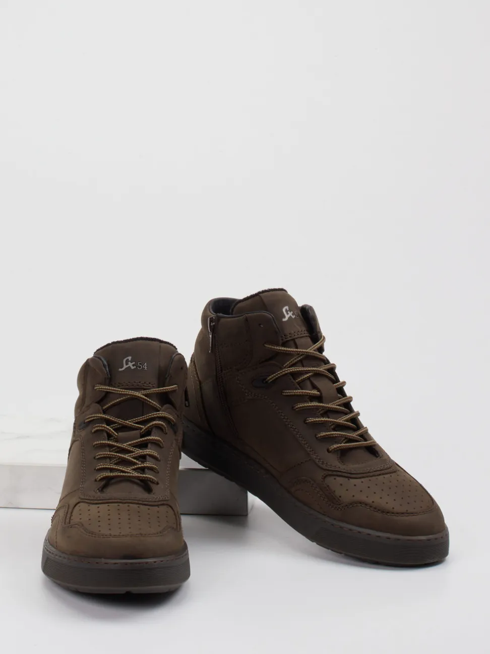 Sioux – Mid-Top Sneaker aus Kalbleder dunkelbraun