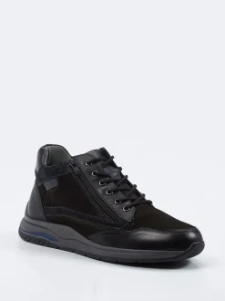 Sioux – Mid-Top-Schnürschuh aus Nubukleder Schwarz