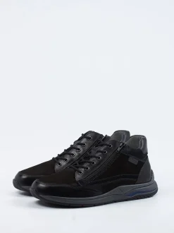 Sioux – Mid-Top-Schnürschuh aus Nubukleder Schwarz