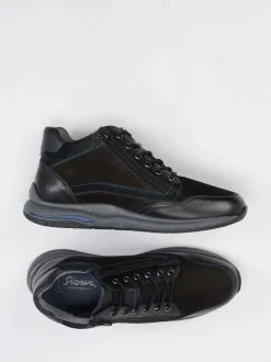 Sioux – Mid-Top-Schnürschuh aus Nubukleder Schwarz