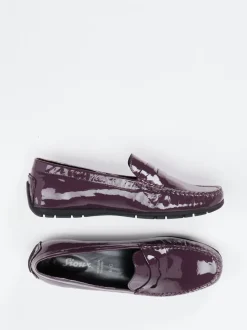 Sioux – Mokassin-Loafer aus Lackleder Aubergine