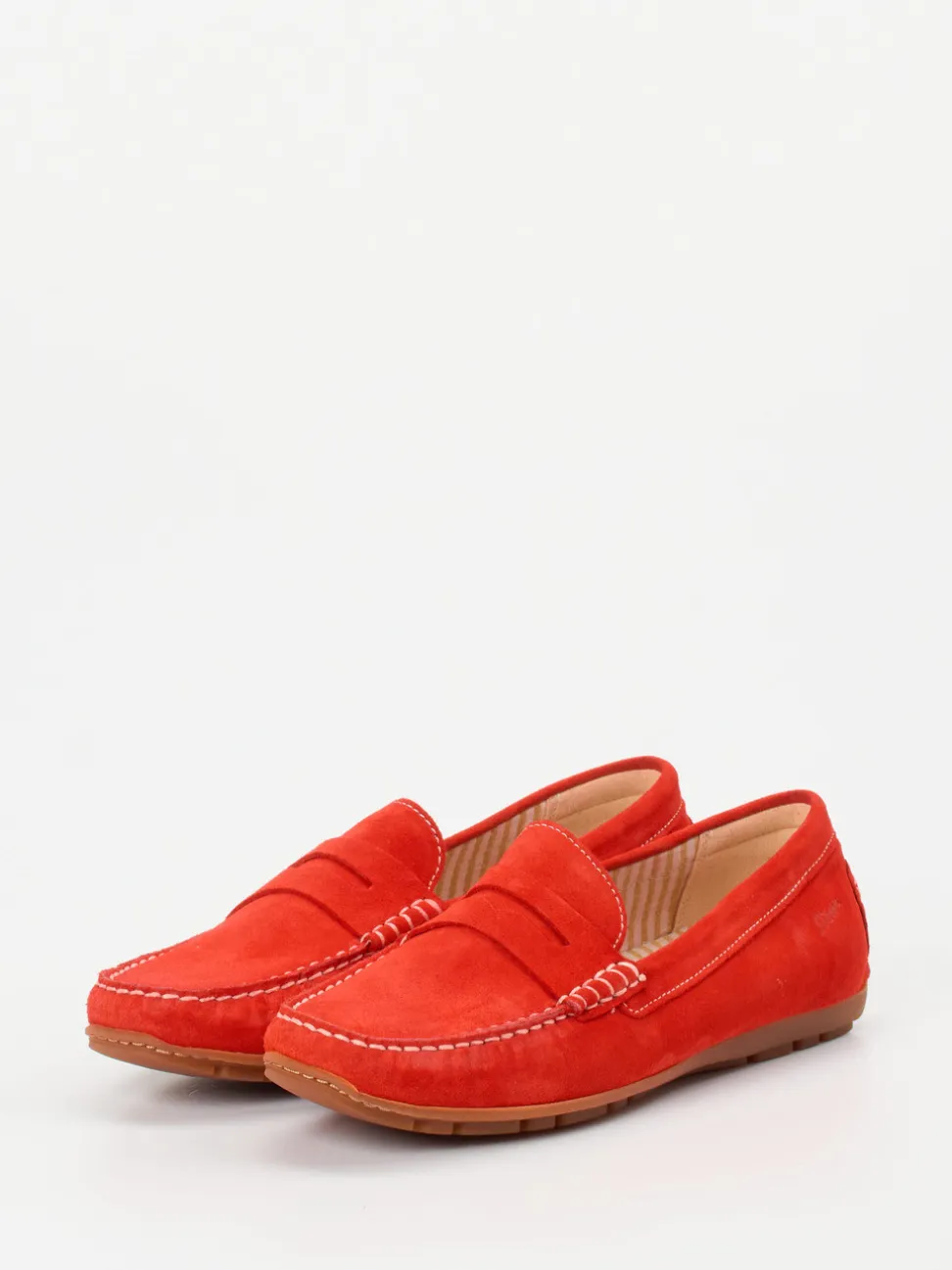 Sioux – Mokassin-Slipper aus Veloursleder Korallrot