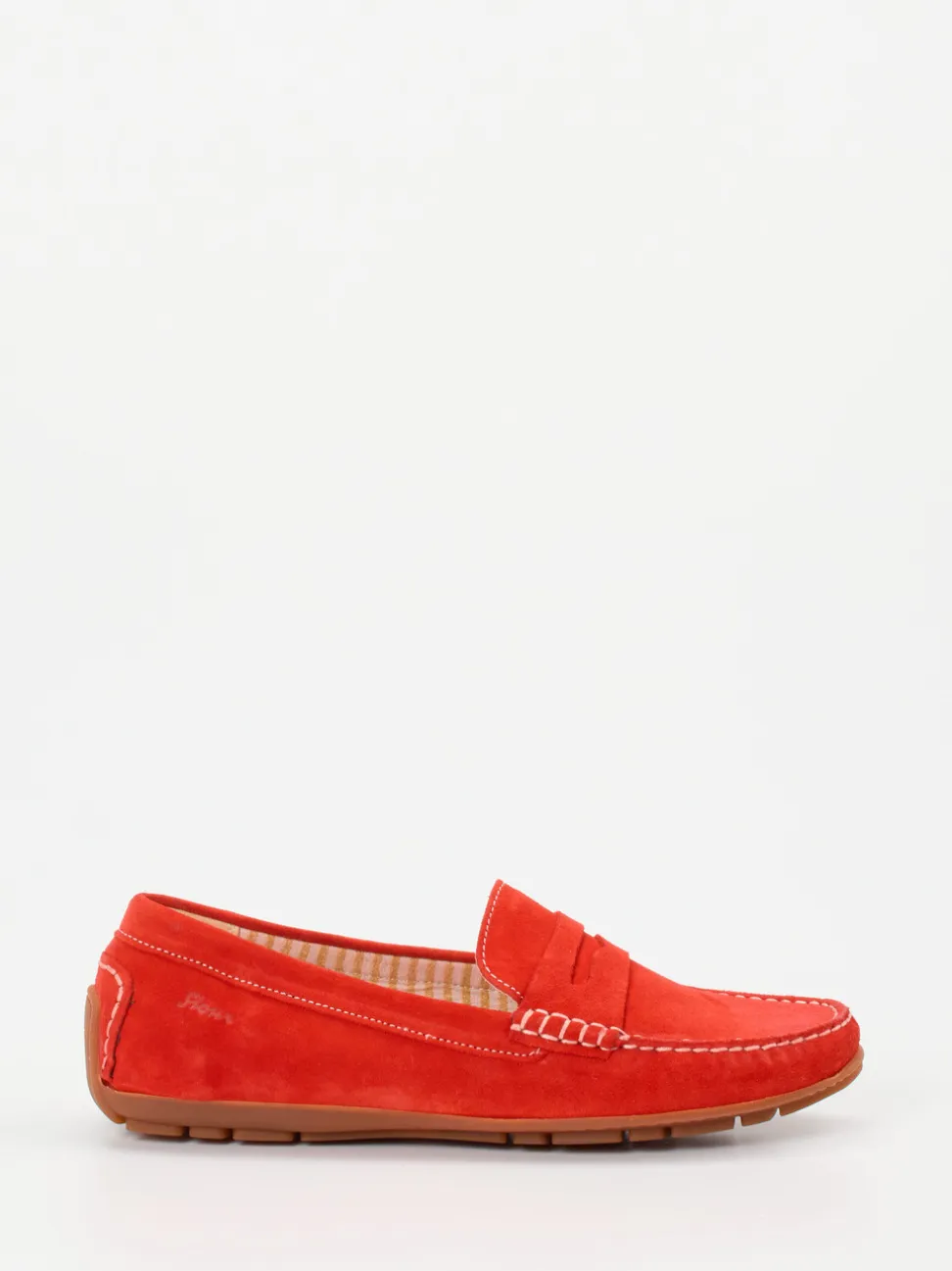 Sioux – Mokassin-Slipper aus Veloursleder Korallrot