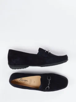 Sioux – Mokassin-Slipper aus Veloursleder Dunkelblau