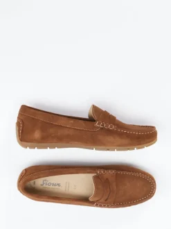 Sioux – Penny Loafer aus Veloursleder Rostbraun