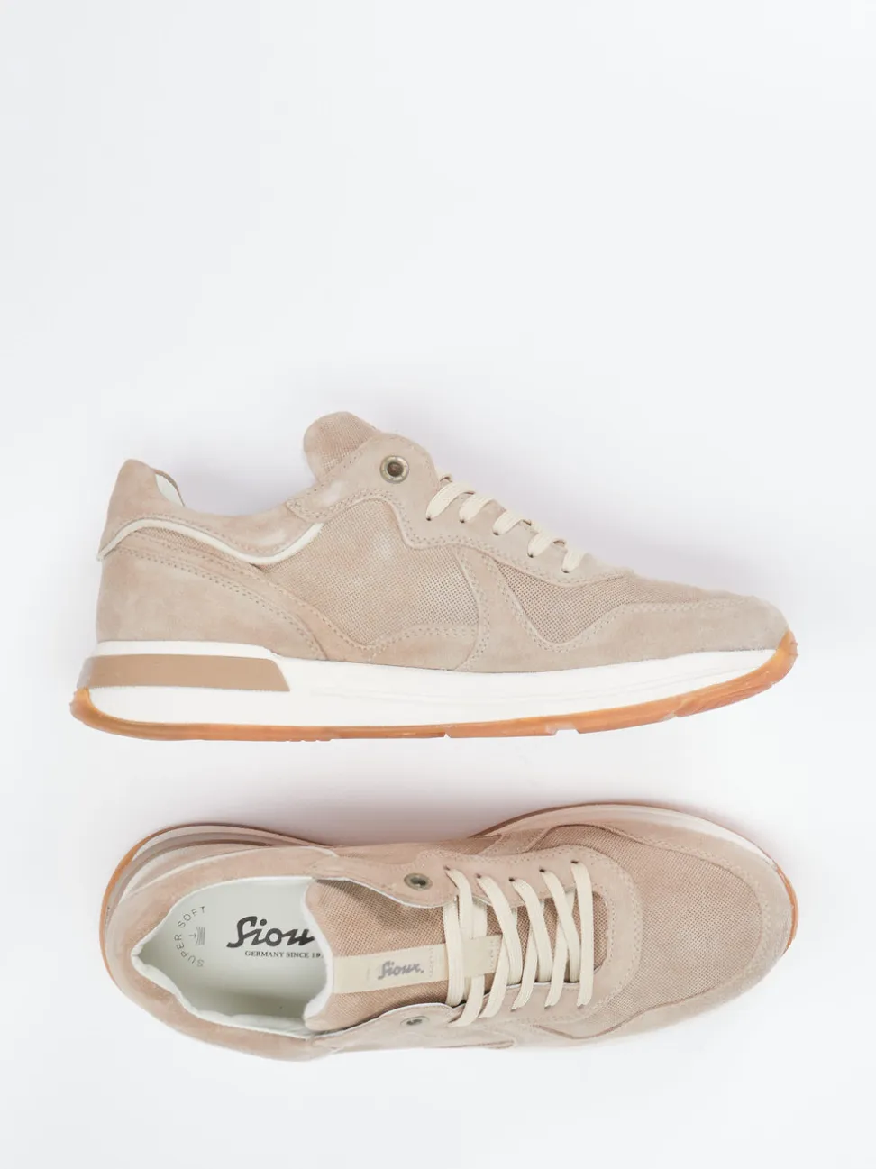 Sioux – Retro-Sneaker aus Veloursleder beige