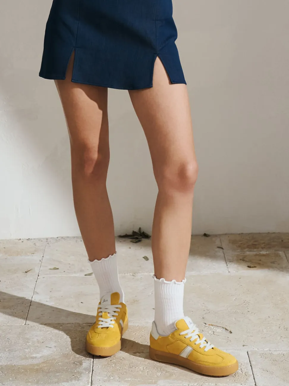Sioux – Retro-Sneaker aus Veloursleder Senfgelb