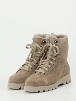 Sioux – Schnürboots aus Veloursleder beige
