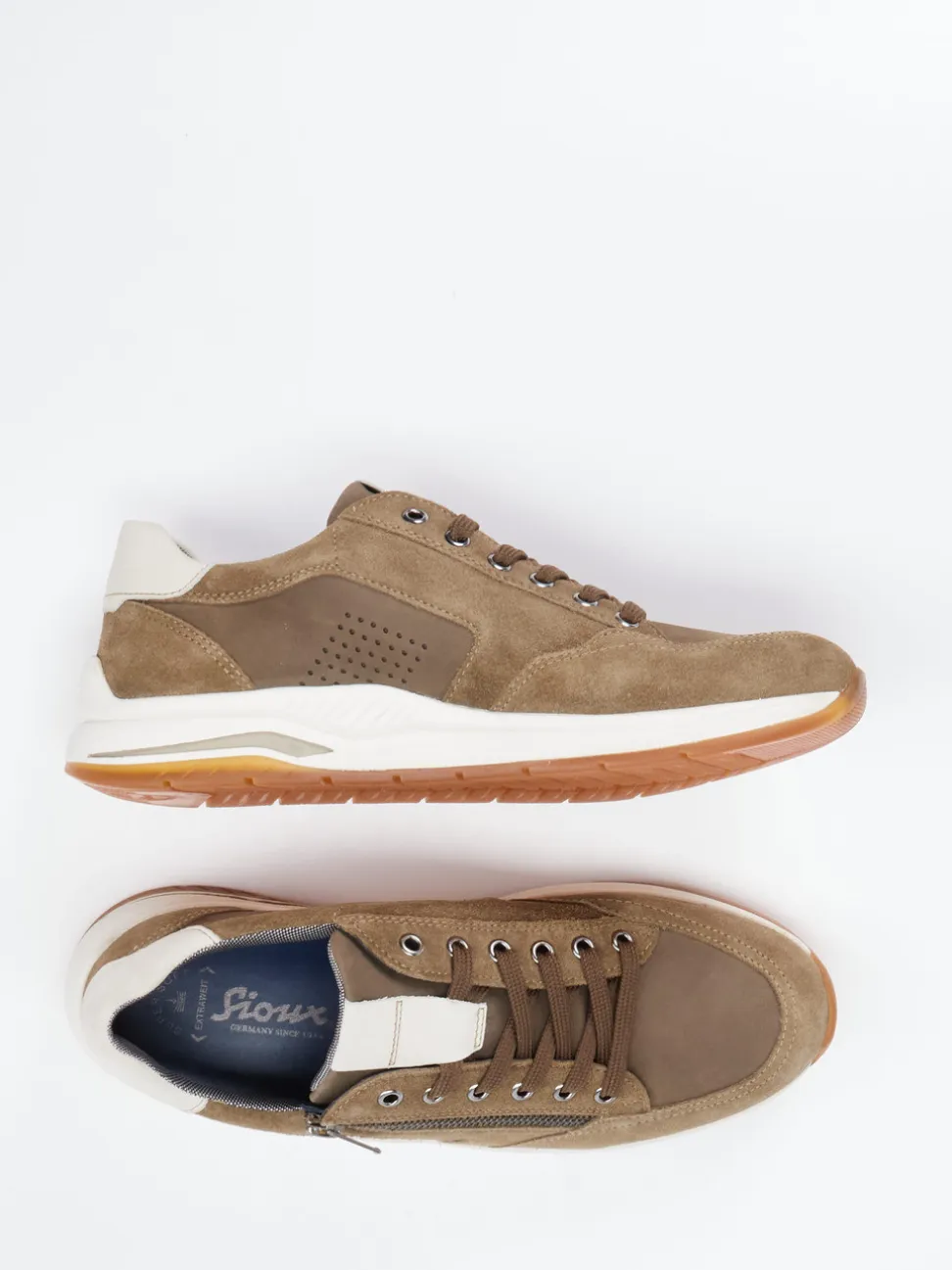 Sioux – Schnürschuh aus Veloursleder olivgrün