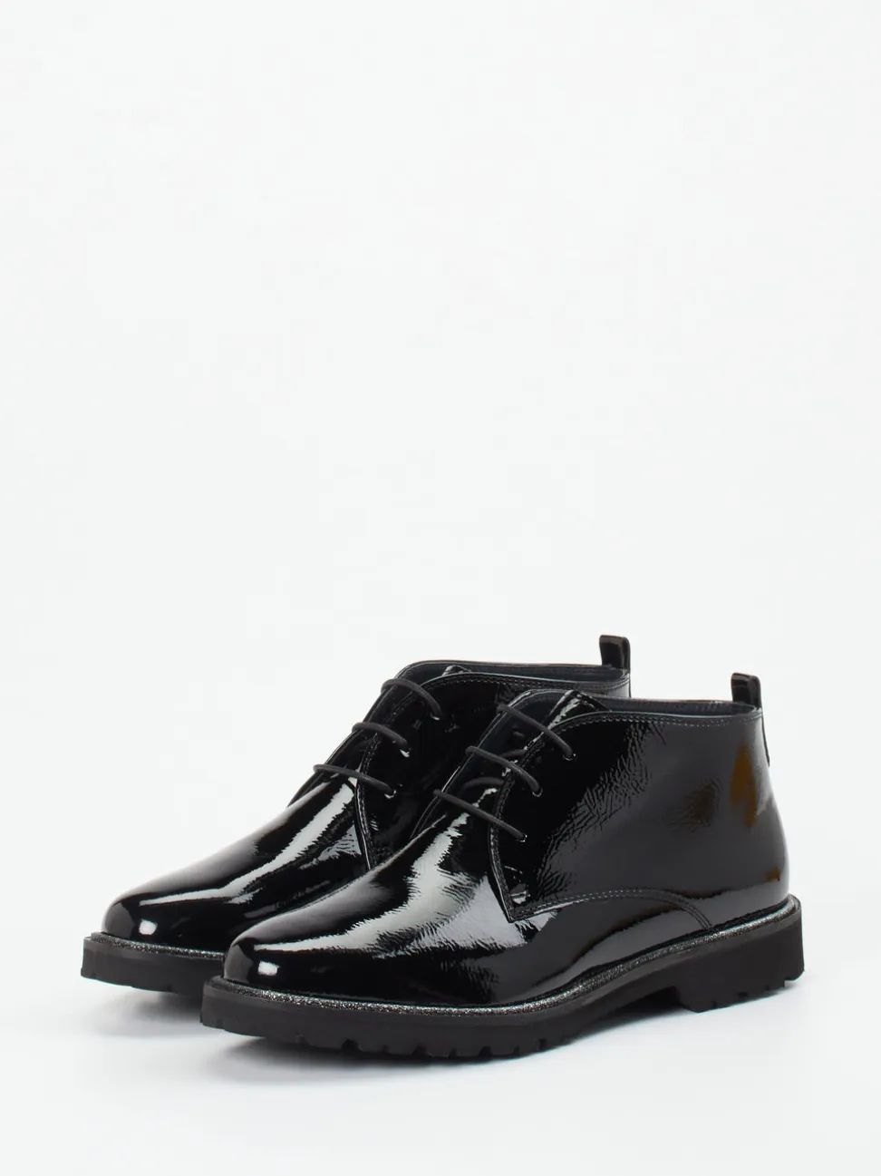 Sioux – Schnürstiefelette aus Lackleder schwarz