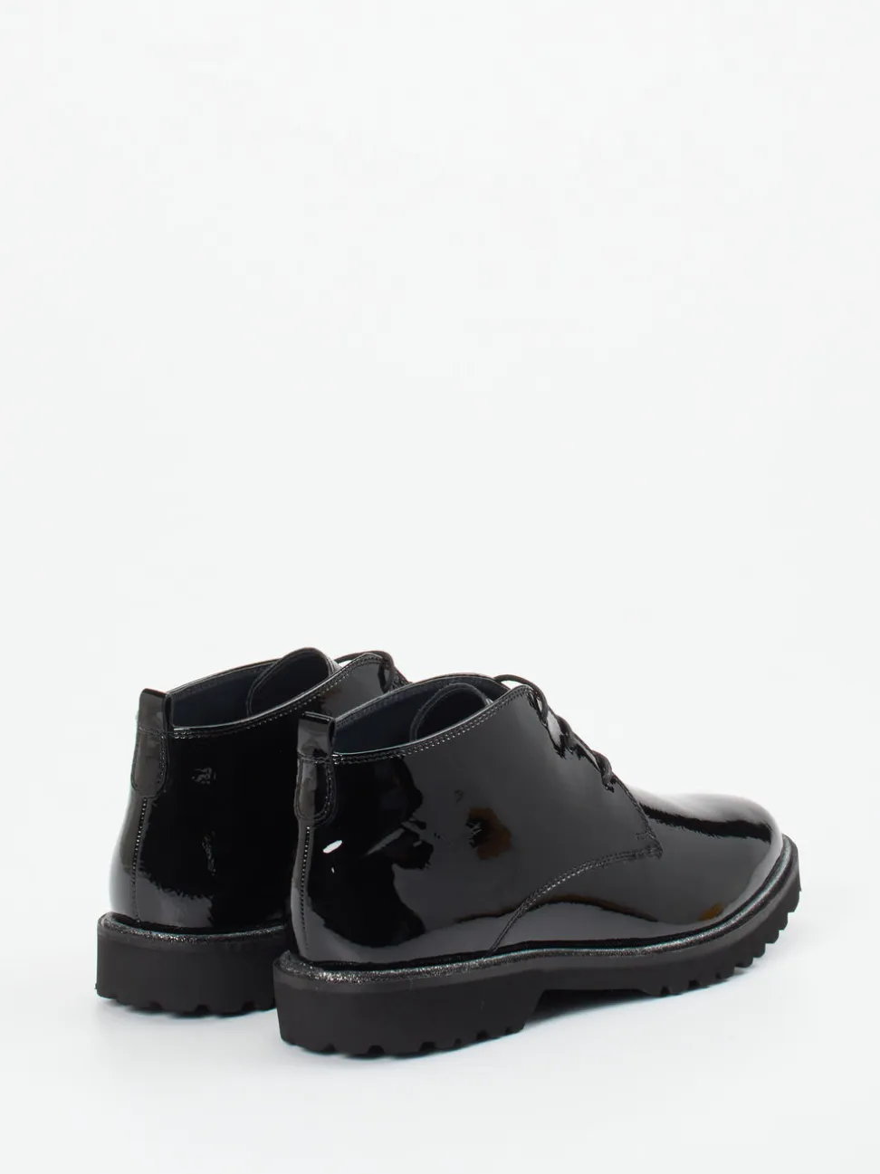 Sioux – Schnürstiefelette aus Lackleder schwarz