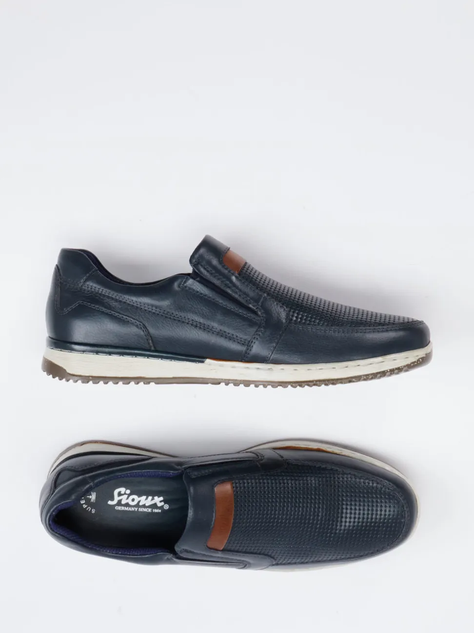 Sioux – Slip-On-Sneaker aus Leder Dunkelblau
