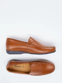Sioux – Slipper aus geprägtem Leder cognacbraun