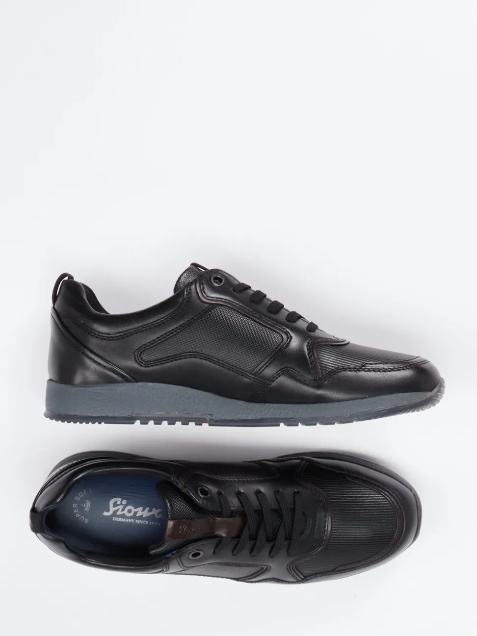Sioux – Sneaker aus geprägtem Leder schwarz