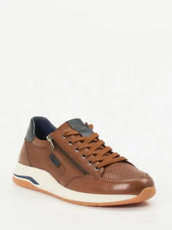 Sioux – Sneaker aus geprägtem Leder cognacbraun