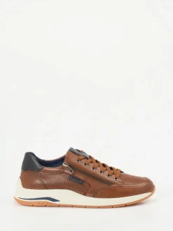 Sioux – Sneaker aus geprägtem Leder cognacbraun