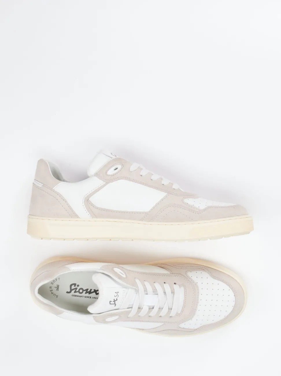 Sioux – Sneaker aus Kalbleder und Veloursleder Offwhite