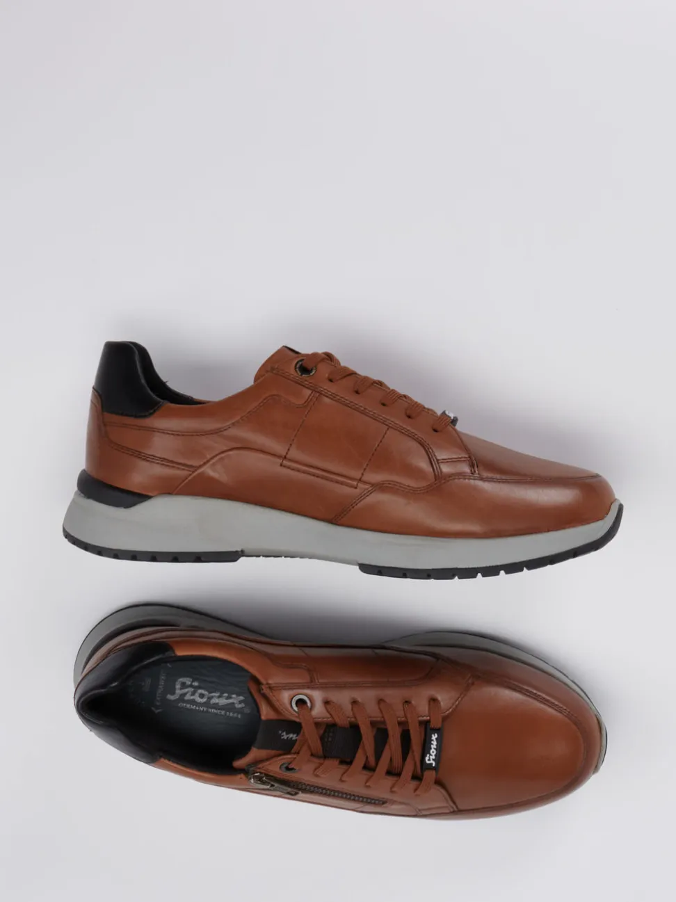 Sioux – Sneaker aus Kalbleder cognacfarben
