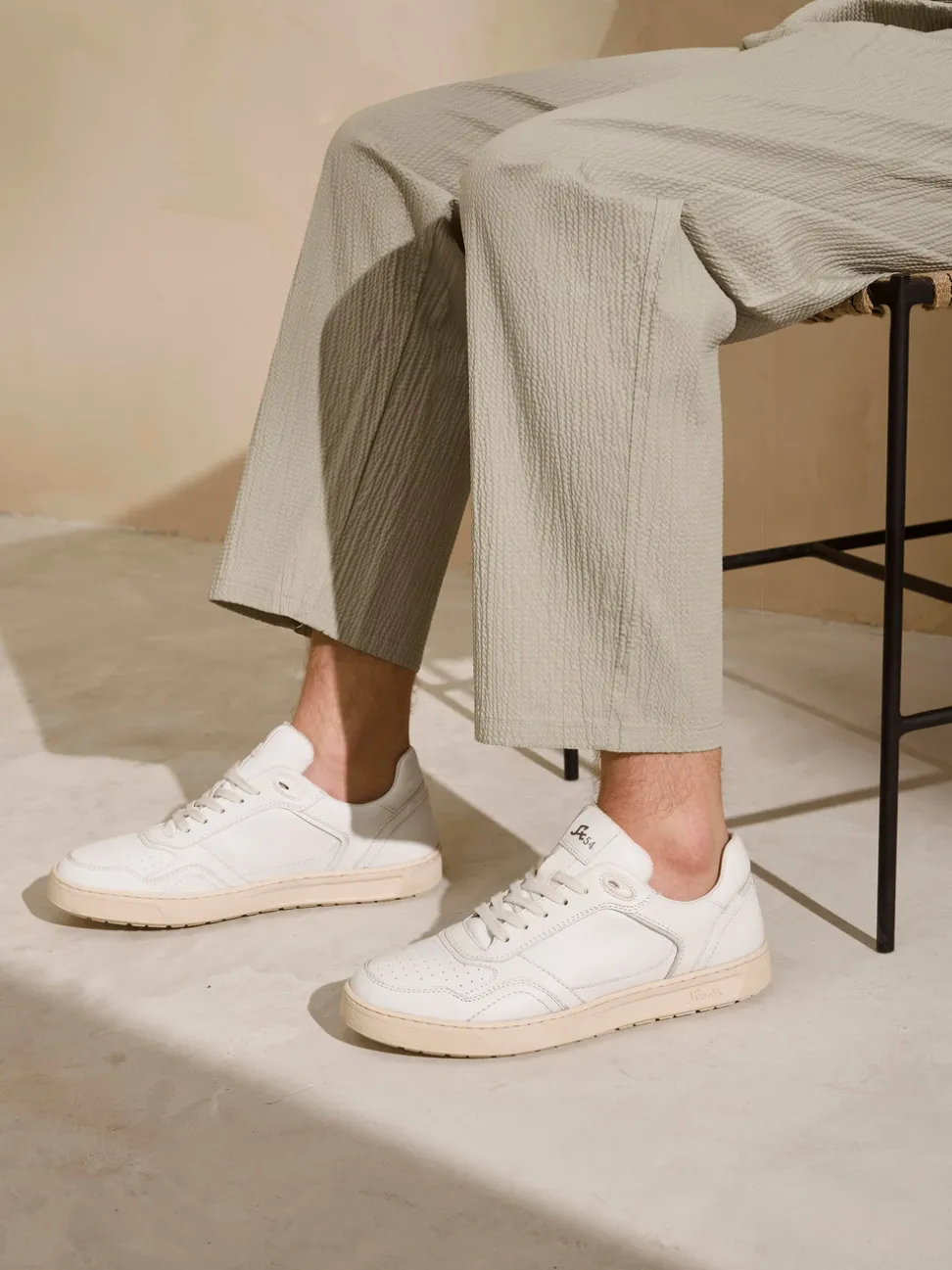 Sioux – Sneaker aus Kalbleder in Off-White