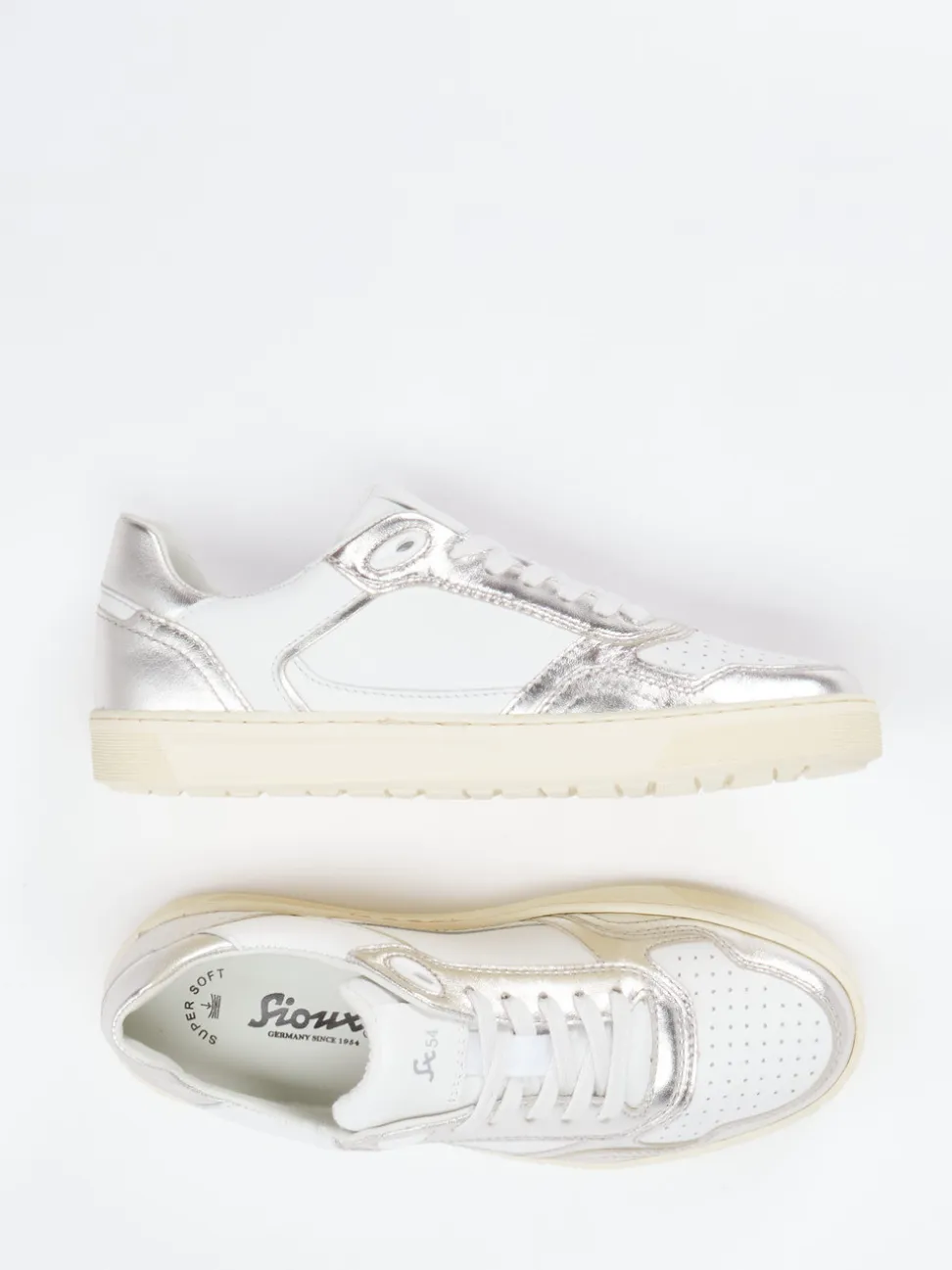 Sioux – Sneaker aus Kalbleder mit Metallic-Details