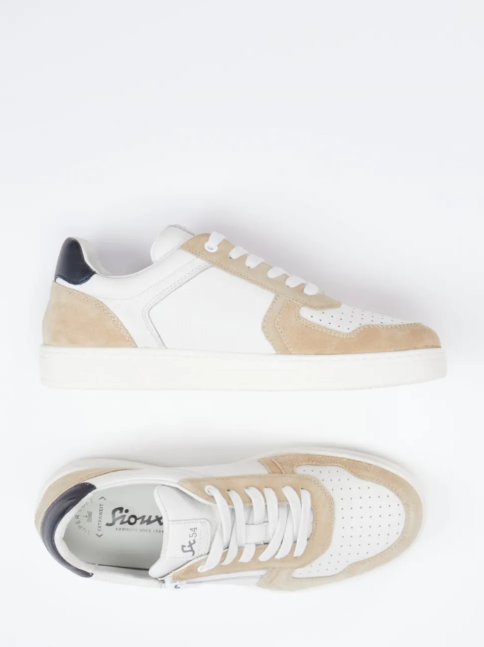 Sioux – Sneaker aus Leder mit Reißverschluss Beige