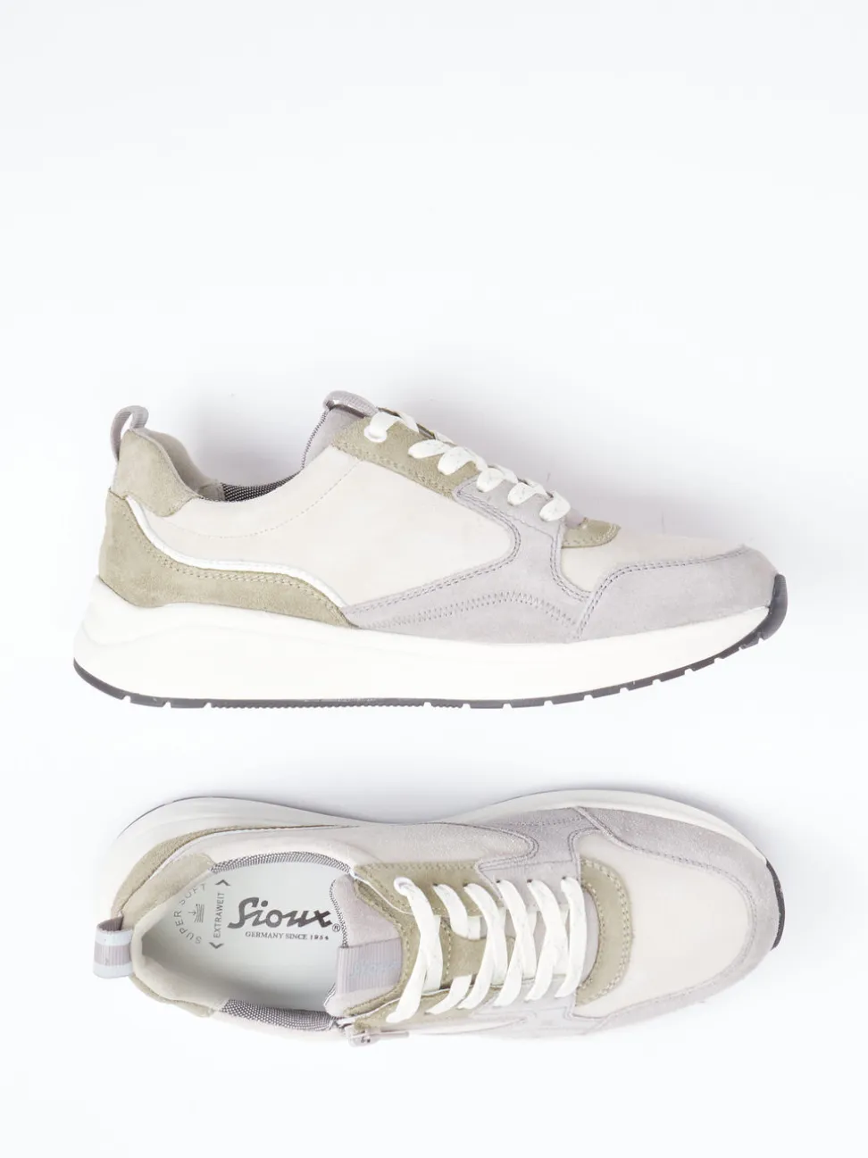 Sioux – Sneaker aus Veloursleder in Beigegrau