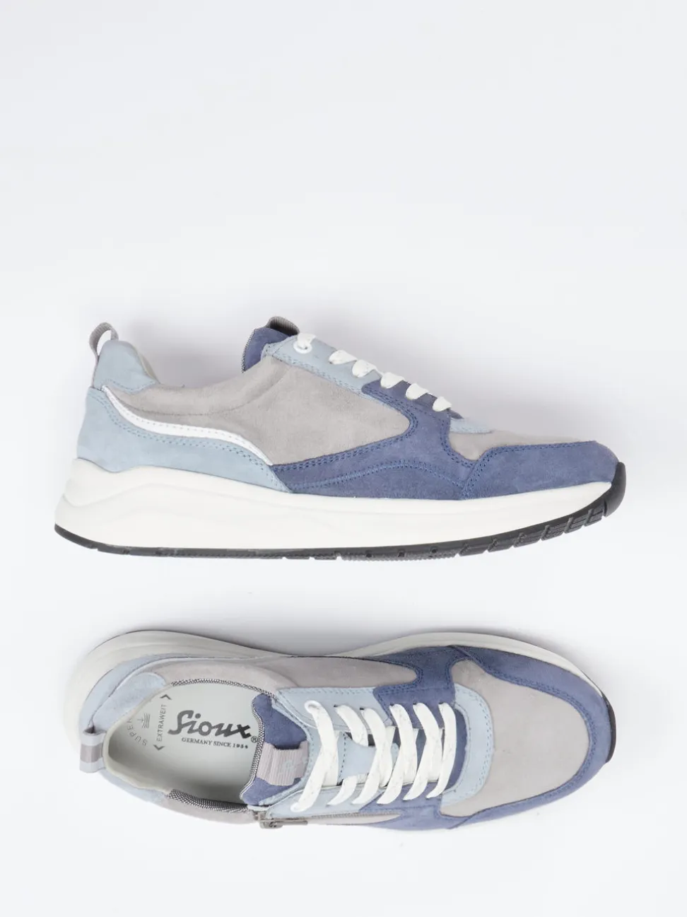 Sioux – Sneaker aus Veloursleder in Graublau