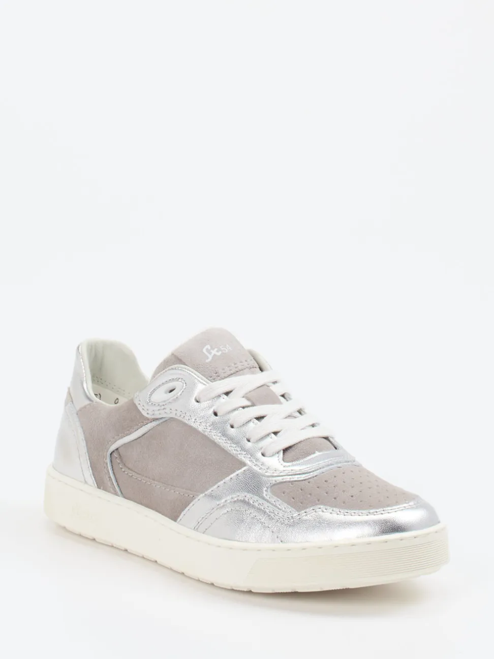 Sioux – Sneaker aus Veloursleder und Metallicleder silber