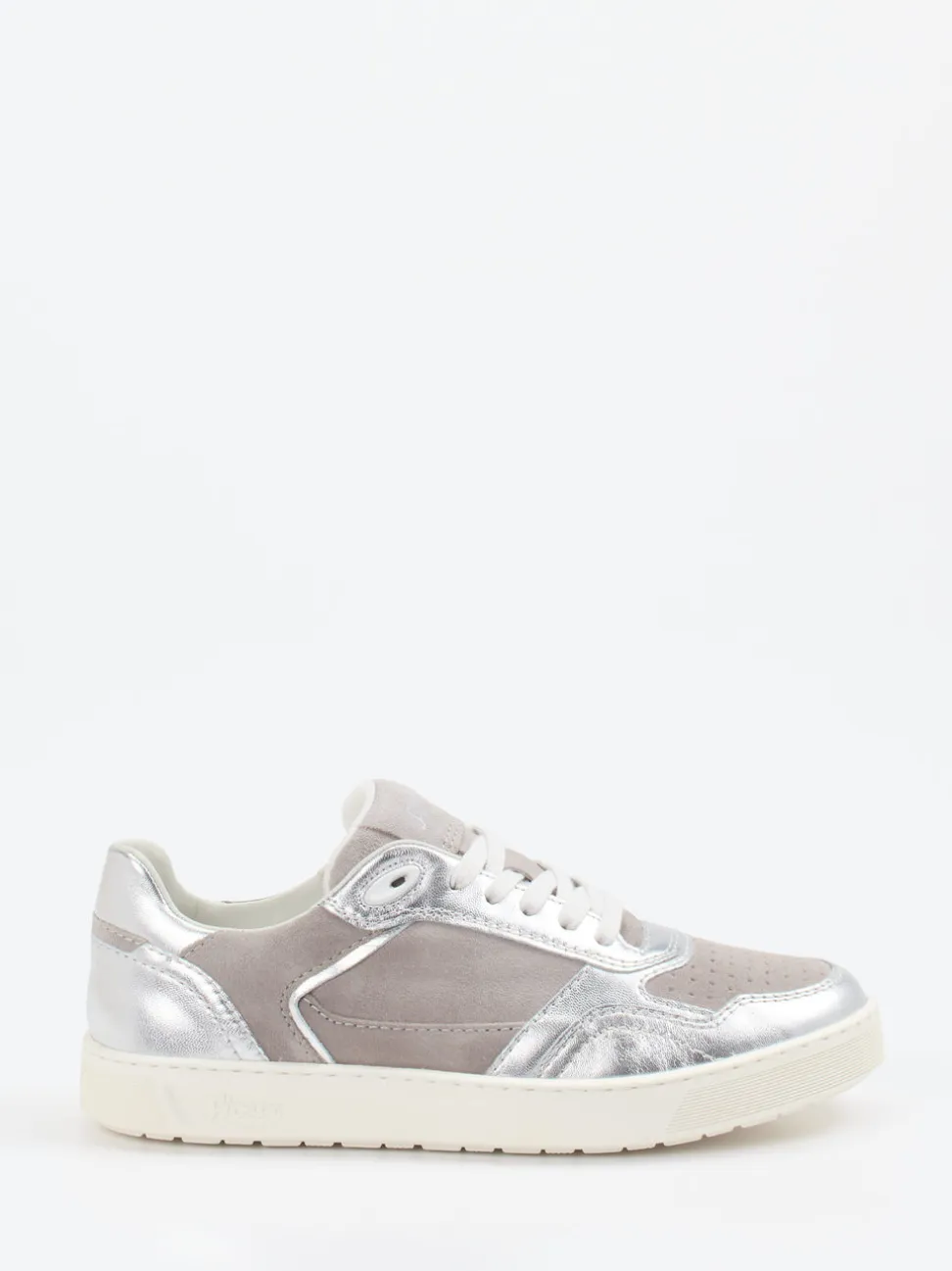 Sioux – Sneaker aus Veloursleder und Metallicleder silber