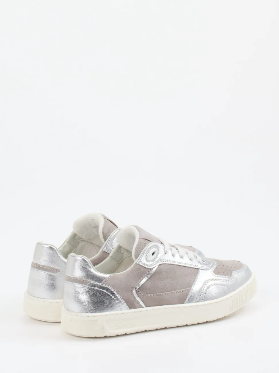 Sioux – Sneaker aus Veloursleder und Metallicleder silber