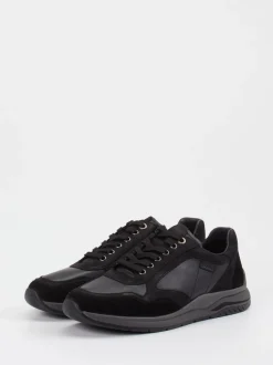 Sioux – Sneaker aus Velours- und Glattleder schwarz