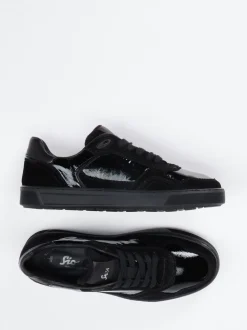 Sioux – Sneaker aus Velours- und Lackleder schwarz