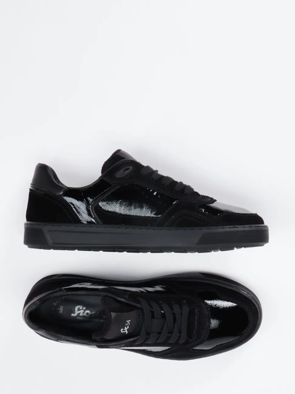 Sioux – Sneaker aus Velours- und Lackleder schwarz