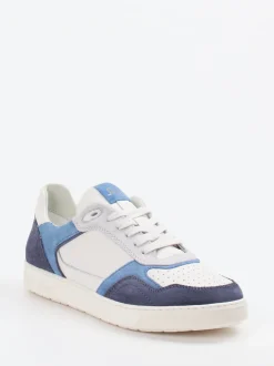 Sioux – Sneaker aus Velour/Leder in Off-White-Blau