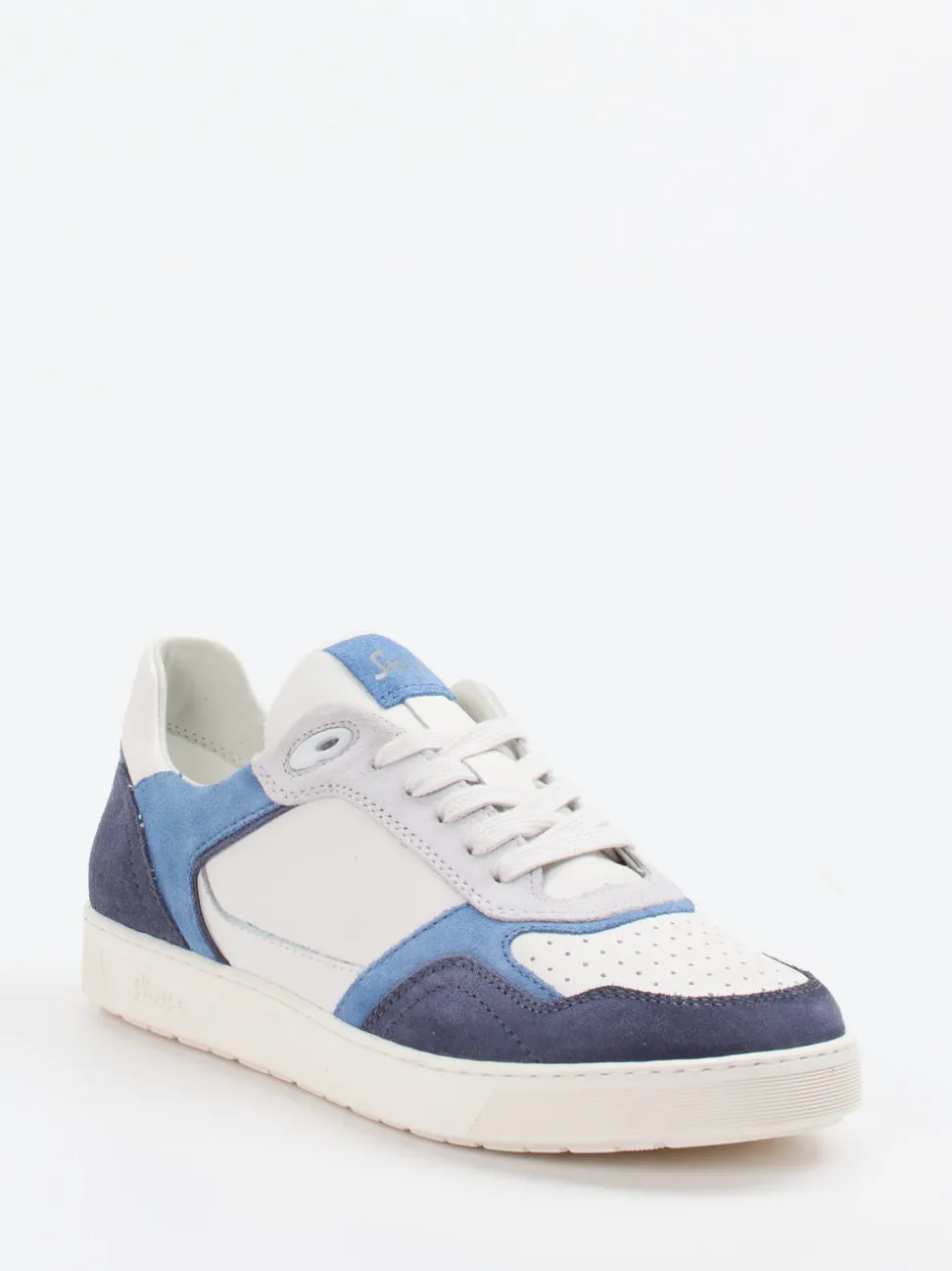 Sioux – Sneaker aus Velour/Leder in Off-White-Blau