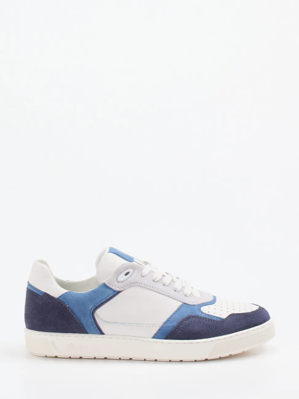 Sioux – Sneaker aus Velour/Leder in Off-White-Blau