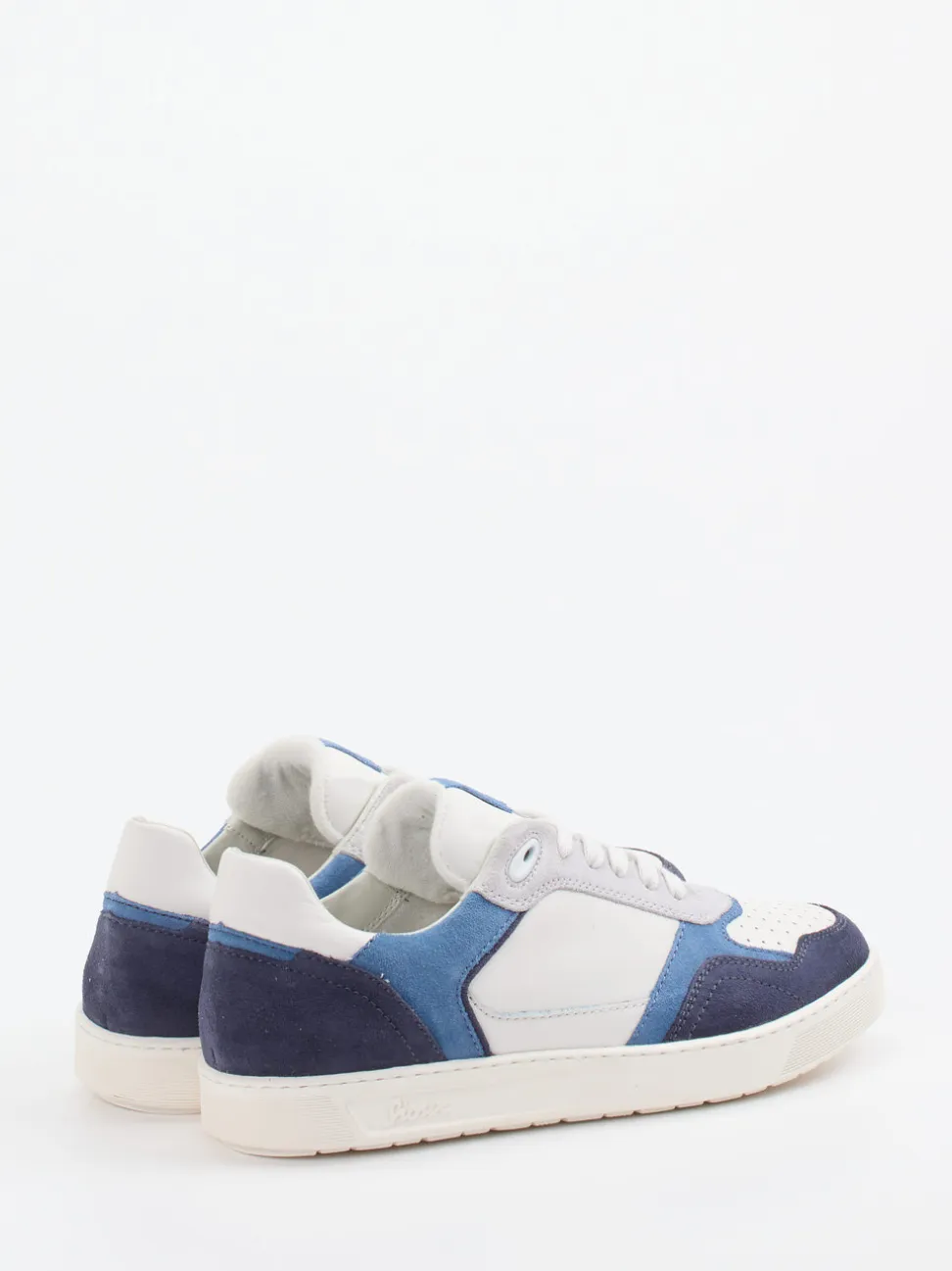 Sioux – Sneaker aus Velour/Leder in Off-White-Blau