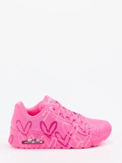 Skechers – Chunky Sneaker aus Nubukleder Neonpink