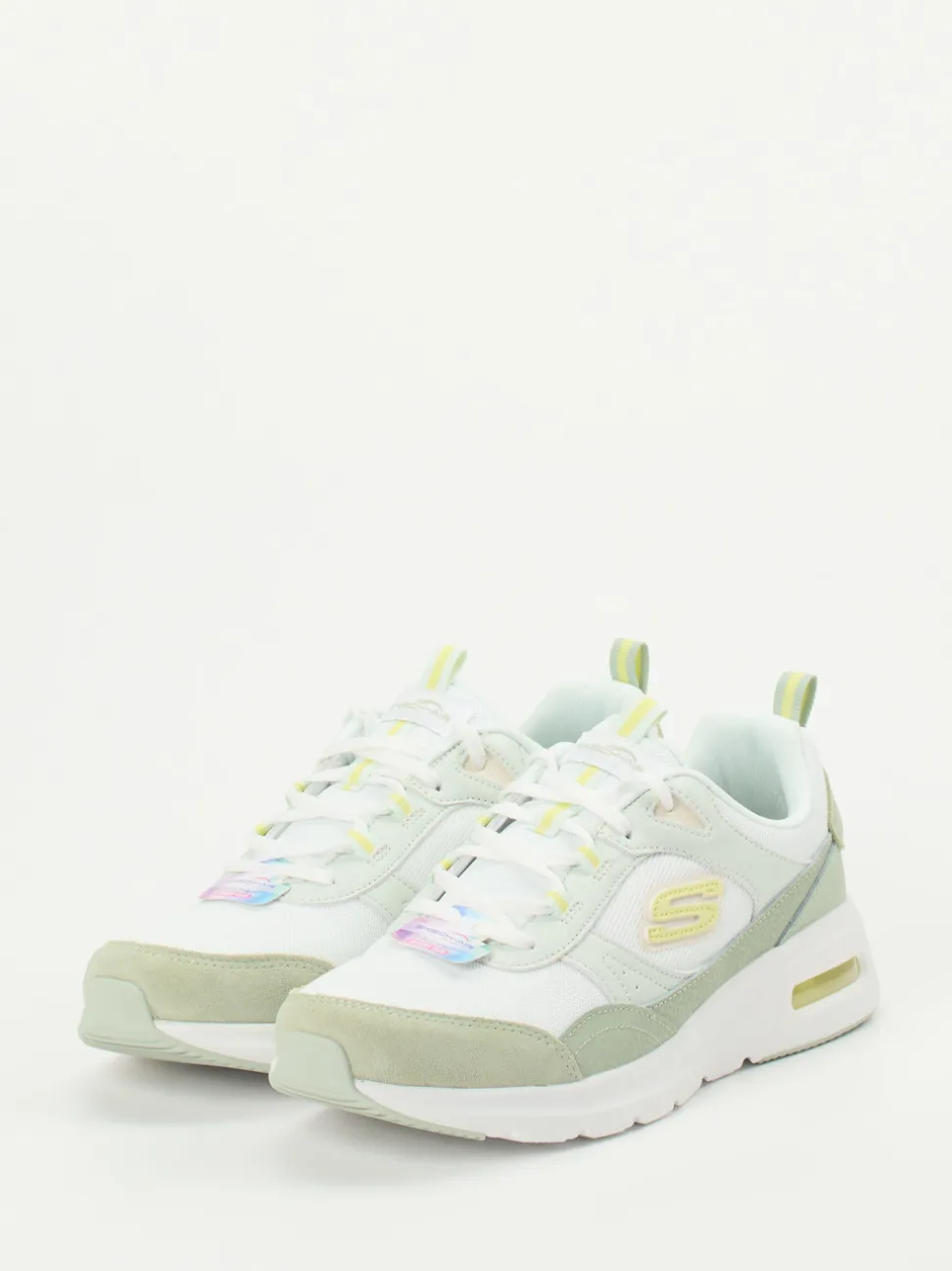 Skechers – Low-Top Sneaker aus Mesh und Veloursleder Weiß
