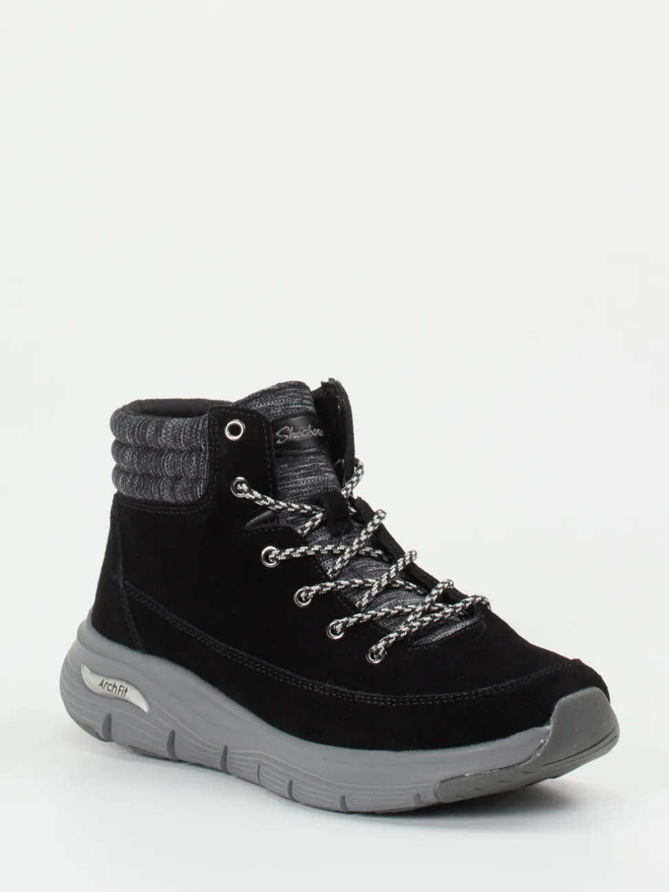 Skechers – Schnürboots aus Veloursleder schwarz