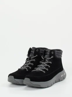 Skechers – Schnürboots aus Veloursleder schwarz