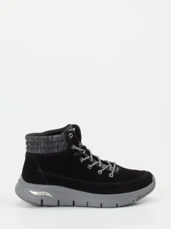 Skechers – Schnürboots aus Veloursleder schwarz